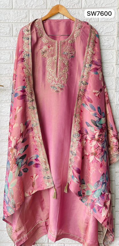 Shimmer Silk Unstitched Suit (Top & Dupatta)