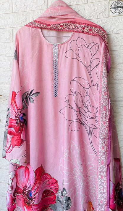 Pure Muslin Digital Printed Semi-Stitched Suit