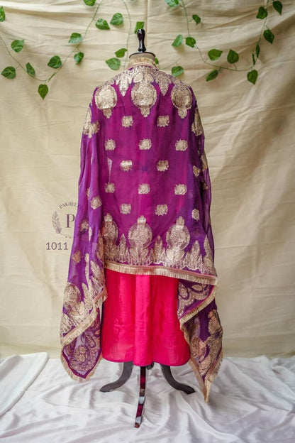 Pink & Purple Pure Silk Suit