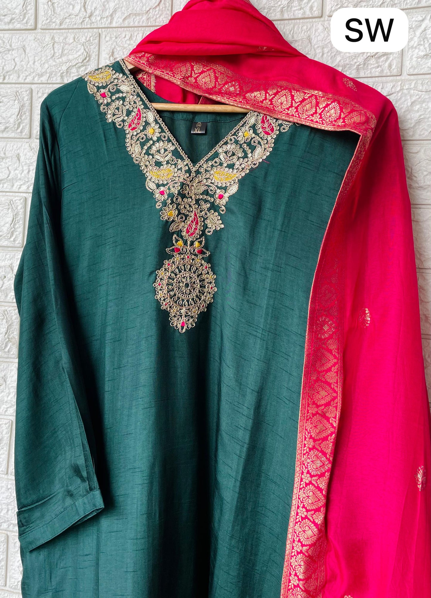 Silk Stirched Kurta Set